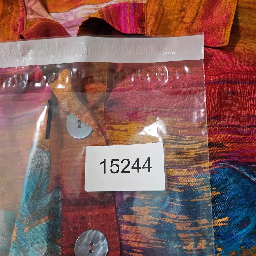 $119 NEW John Mark Top Shirt Women 2X 1/2 Button Floral Painting Lightweight - Picture 11 of 11